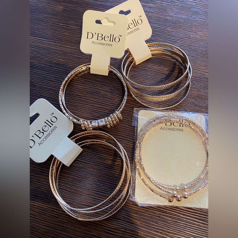 D’Bello Gold-Toned Bangle Collection lot of 4 bangle sets